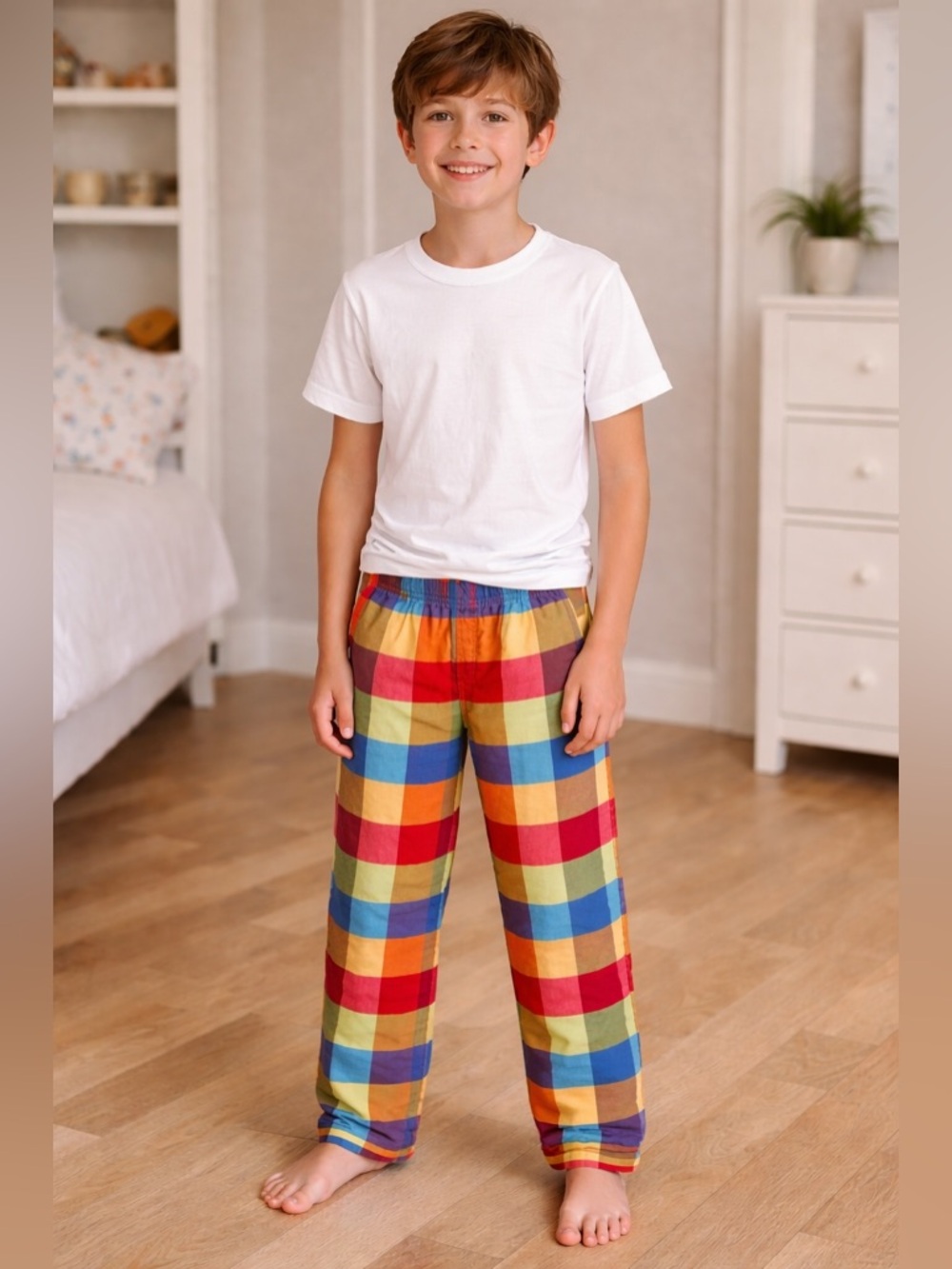 GAP Kids Plaid Pajama PJ Pants Multicolor Red Yellow Green Sleep Lounge Size 10